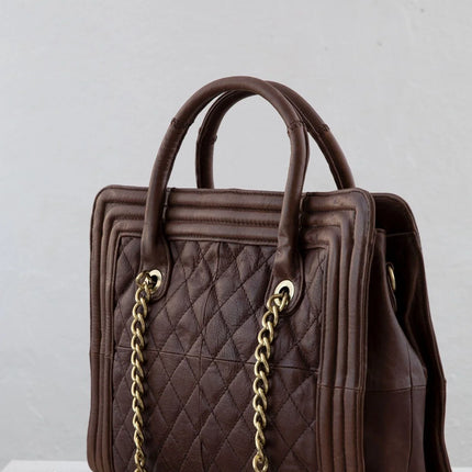 Brown Quilted Leather Purse