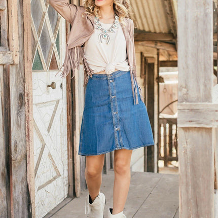 Lovestitch - Everyday Button Front Mini Skirt