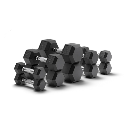 EPIC FITNESS - PAIR OF BLACK COATED HEX DUMBBELLS SET