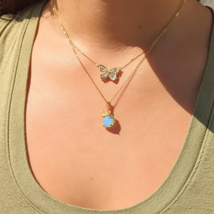 elephant crystal ball necklace