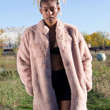 Lovestitch - Tickled Pink Faux Fur Coat