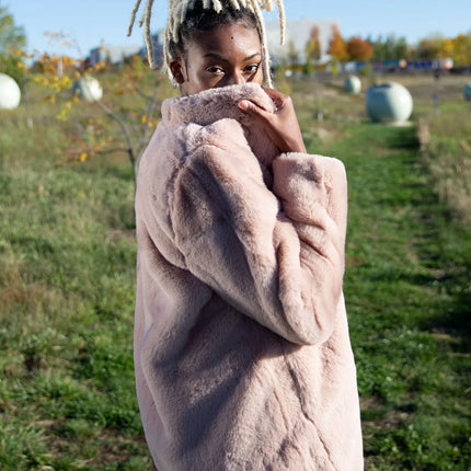 Lovestitch - Tickled Pink Faux Fur Coat side