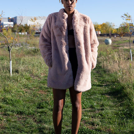 Lovestitch - Tickled Pink Faux Fur Coat front