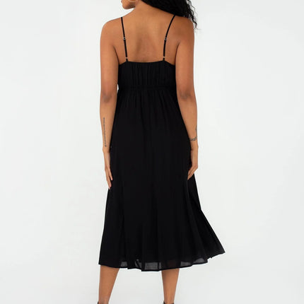black midi dress boho back