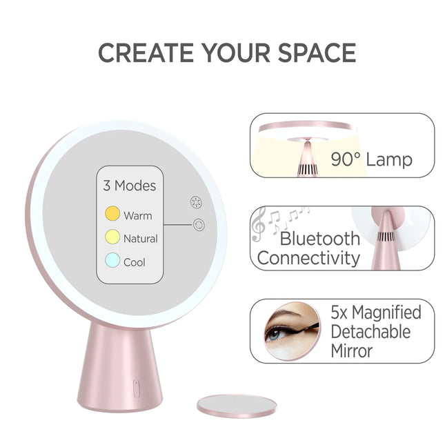 ONE Personal Collection LED Beauty Mirror With Bluetooth Speaker
